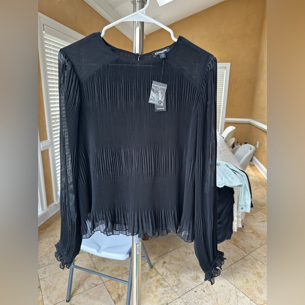 Express Black Pleated Women's Top
